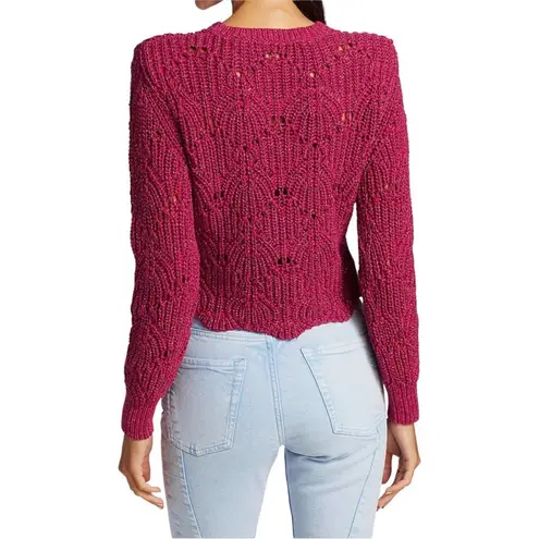 IRO Paris Aryna Pink Fuchsia Metallic Knit Scalloped Pullover Sweater Large
