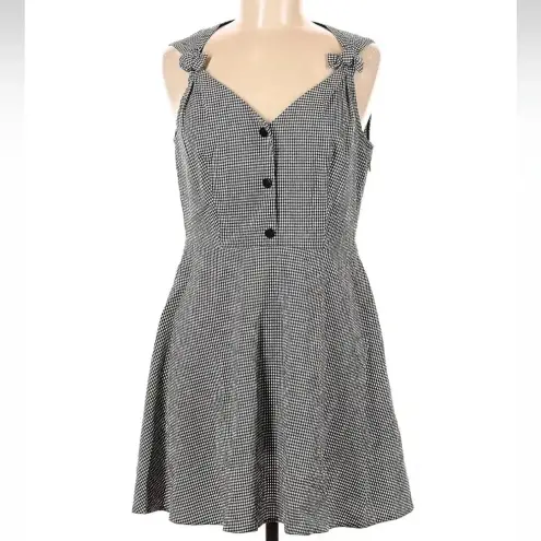 Topshop  Black White Gingham Seersucker Sleeveless Skater Dress Size 8 Rockabilly