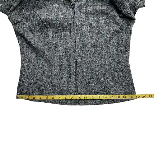 Positive Attitude Fitted Tweed Blazer Jacket Blue White Full Zip Preppy Work Size 10