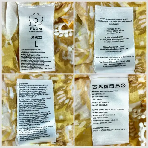 Farm Rio Aura Floral Ruffle Cotton Mini Dress Lightweight Summer Smocked Large