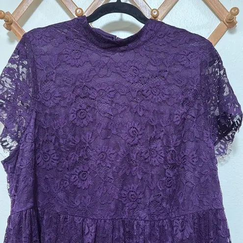 Torrid  -  DEEP PURPLE HIGH NECK SHORT SLEEVE LACE woman DRESS plus SIZE 16