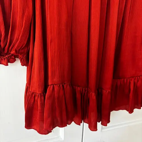 Ulla Johnson  Crimson Callista Silk Ruffle Dress Size 8 Tie Neck As Seen‎ On TV
