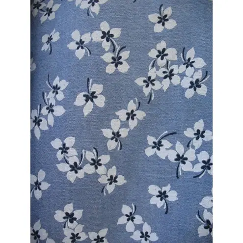 Draper James X Lands End Blue Floral Night Shirt Dress Chambray Size 10 12 M