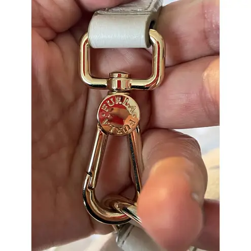 Furla Cream Leather Crossbody Shoulder Bag Flap Zip Closure Gold Hardware