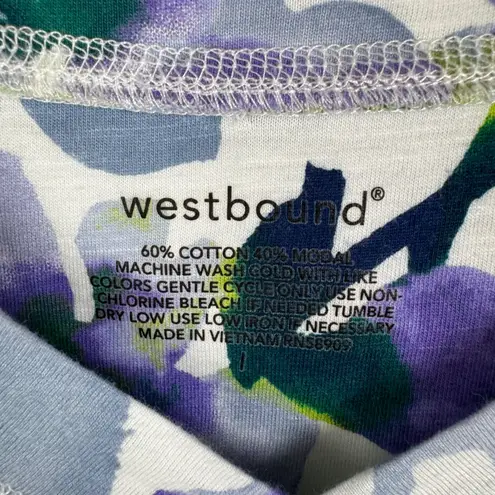 Westbound Floral Tee Large Multicolor V-Neck Soft Stretch Comfy Watercolor Artsy