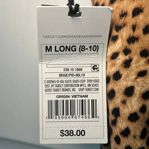 Shade & Shore NWT  Leopard Print One Piece Swimsuit M Long Ruffle Tie Cutout