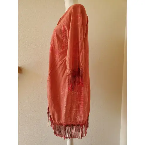 American Rag Cardigan Women Medium Cie Boho Kimono Open Front Fringe Tie Dye Size undefined
