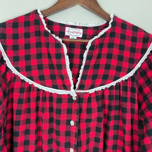 Lanz of Salzburg Nightgown Womens Large Red Buffalo Check Plaid Flannel Long L - Image 5