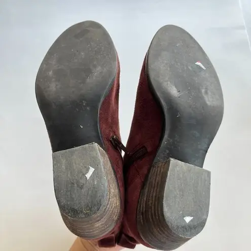 Sole Society Vixen Burgundy Suede Leather Zip Up Ankle Booties Boots Size 6.5M
