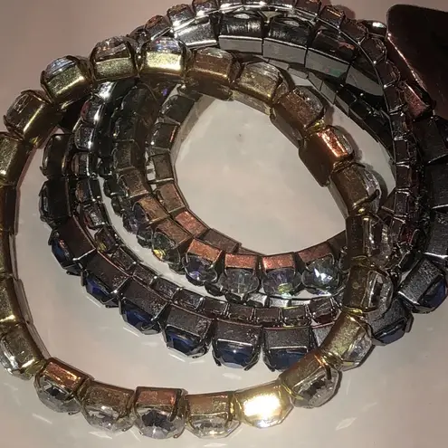 Elegant Multi Color Rhinestone Stretchy Boho Bracelet Set Blue