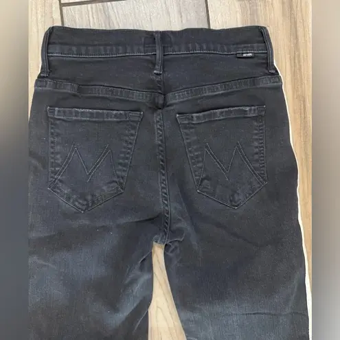 MOTHER Insider Crop Step Fray Jeans in Guilty Racer Black Sz 24