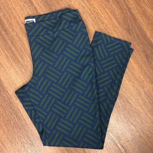 Mud Pie  Navy Green Printed Leggings Large thumbnail 1