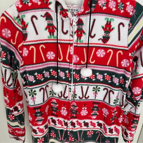Poof New York Festive Red and Green Holiday Christmas Soft & Fuzzy Onesie Size S