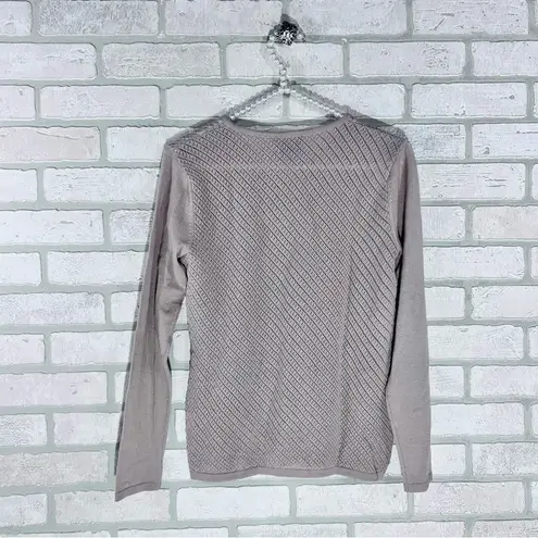 Lafayette 148 New York Fine Gauge Merino Wool Blush Crewneck Sweater Size M Gray Size M
