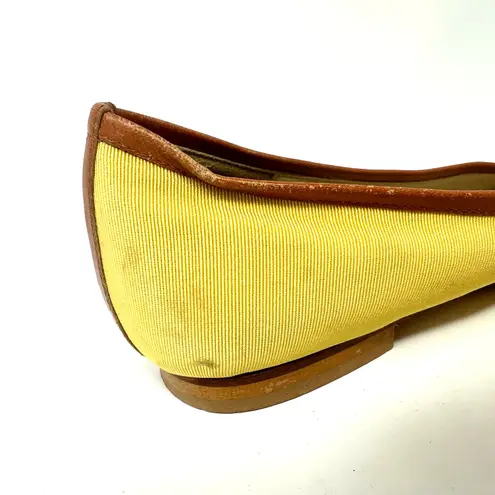 Brooks Brothers Women´s Size 12 Ballerina Flats Dress Shoes Yellow Brown Bow