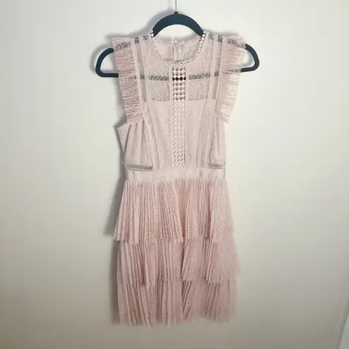 Whistles Women’s Anouk Frill Lace Pleated Dress Pink Size 4