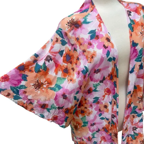 The Impeccable Pig Open Front Kimono Sz M Bold Floral Lightweight Resortwear Beach