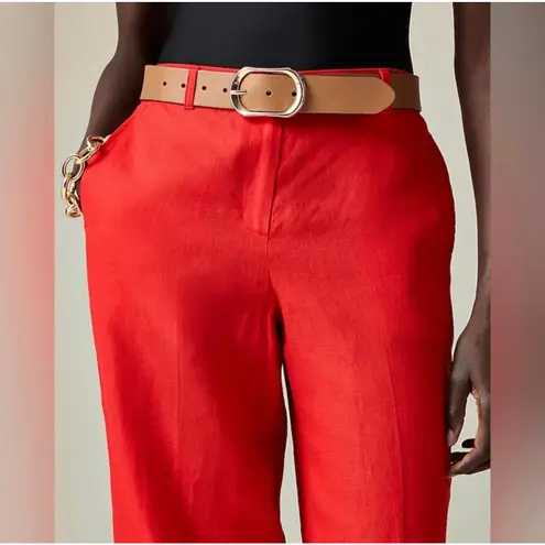 J.Crew  Womens 100% Wide Leg High Rise Linen Harbor Pant CH853 Red Size L NWT