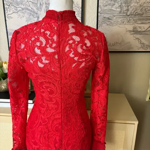 Alexis Fala Lace Midi Dress in Red Lace Holiday Midi Size Small NWT