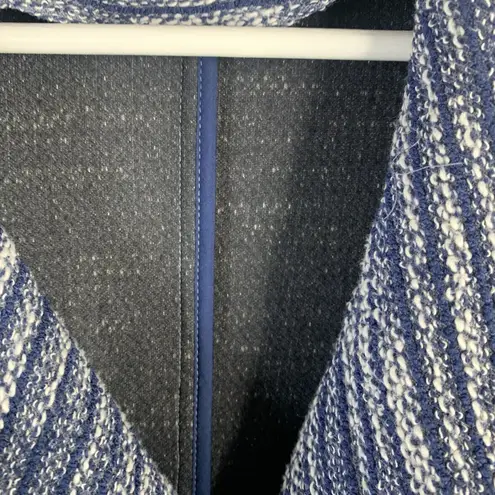 Loft Size M Tweed Knit Jacket Blue Moto Asymmetric Full Zip Long Sleeve Boucle Size M