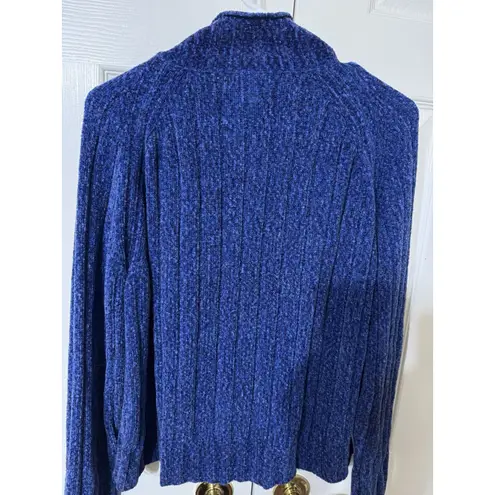Evan Picone VTG Y2K Soft Knit Full Zip Long Sleeve Cardigan Sweater Blue L