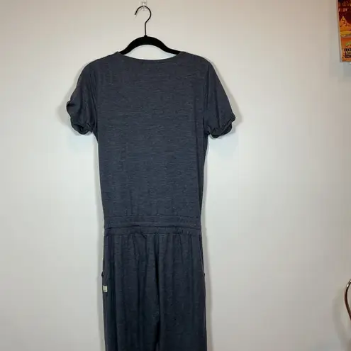 Vuori Vw424 Charcoal Grey Athleisure Knit Short Sleeve V Neck Jumpsuit XS
