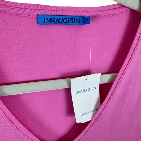 J. McLaughlin NWT Pink Cotton Modal Lightweight Short Sleeve V-Neck T-Shirt XS