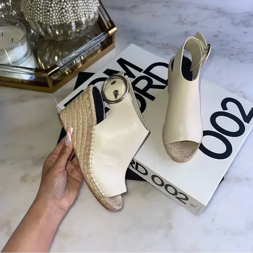 CELINE Céline Womens 35 Milk Calfskin Leather Open Toe Espadrille Sandal