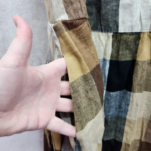 Isaac Mizrahi Live Midi Dress Womens XXS Nuetral Regular Madras Plaid Self Belt