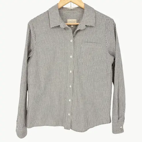 Sézane Tomboy Button Down Long Sleeve Shirt | Size US 6 (38) | Ecru/Blue Stripes