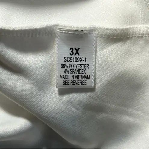 Ups And Downs Women’s White Keyhole Blouse Flared Short Sleeve Plus Size 3X