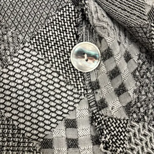 Caribe USA Gray Black Patchwork Knit Button Front Cardigan Jacket Women Medium