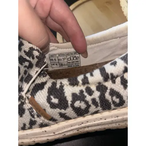 Hey Dude Womens Misty Woven Cheetah Grey Slip On Shoes Light Weight Size 6