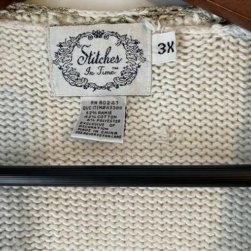 Stitches In Time Angels Peace Love Hope Button Cardigan Winter Knit Sweater 3X Red