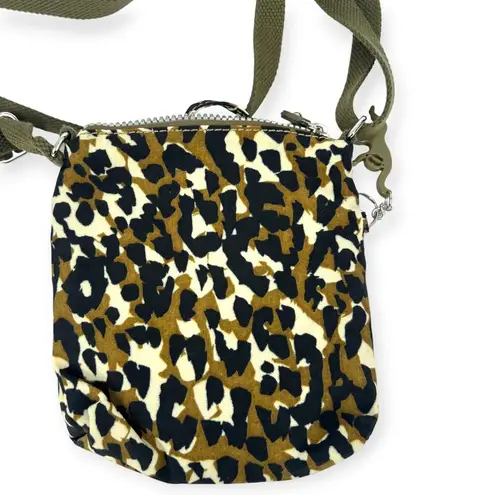 Kipling Keiko Crossbody Purse Shoulder Bag Olive Camouflage Nylon Monkey Charm