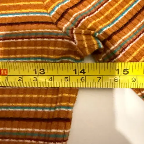 Arizona Jeans Arizona Jean Company Striped Off-Shoulder Ribbed Long Sleeve Crop Top Size S