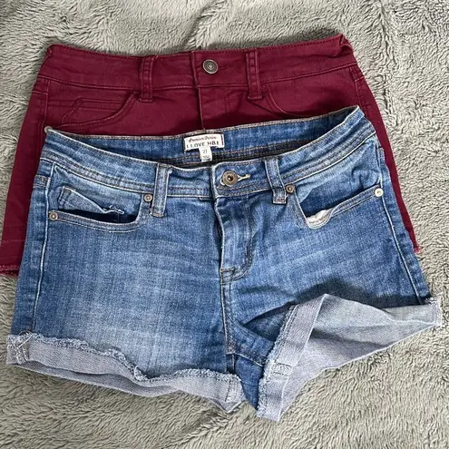 Harper/I Love H81 Short Bundle Size 27. Maroon and Blue Denim Blue