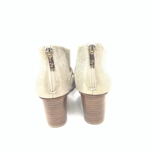 Donald Pliner Size 9 N Jenkin Gold Metallic Leather Wedge Sandal Back Zip Cutout