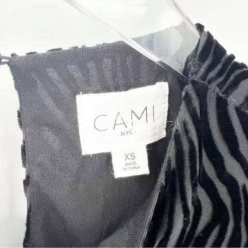 Cami NYC NEW  Robyn Velvet Zebra Print Blouse XS Black