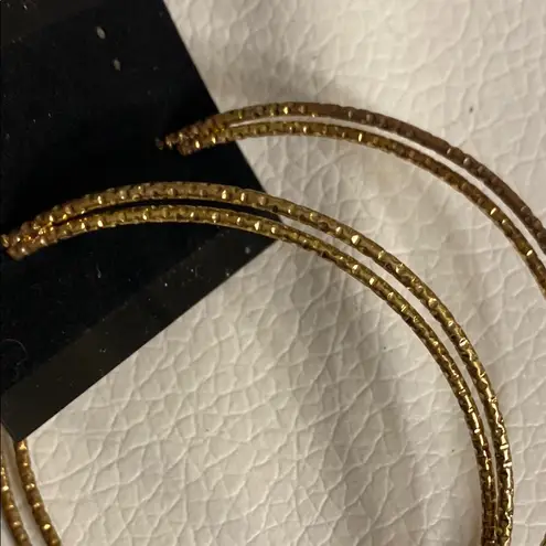 None Double Gold-Tone Hoop Earrings 2.5" Layered Statement Hoops