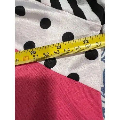 Zeagoo Women's XL Pink Polka Dot Striped Raglan 3/4 Sleeve T-Shirt