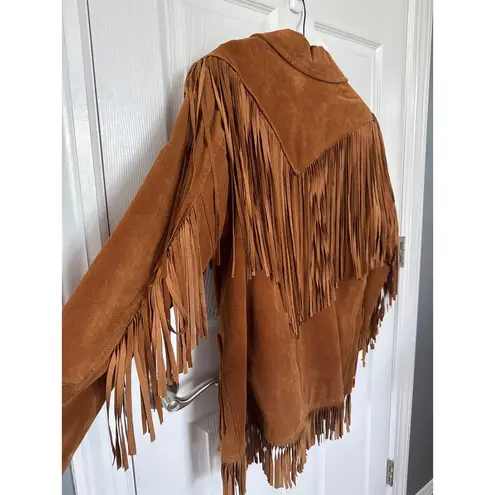 Vintage Cedars Suede Leather Fringe western cowboy brown coat Jacket M Size M
