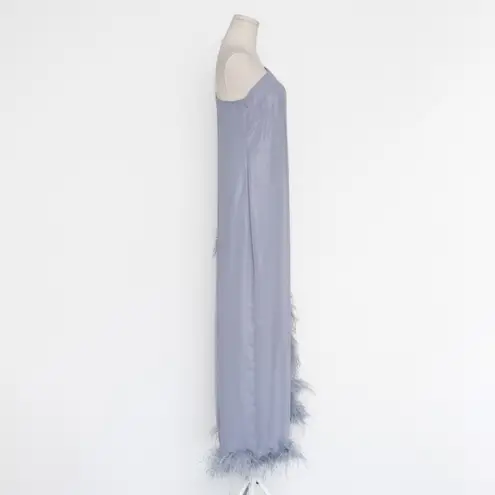 Betsy and Adam - Asymmetric-Neck Feather-Trim Dress