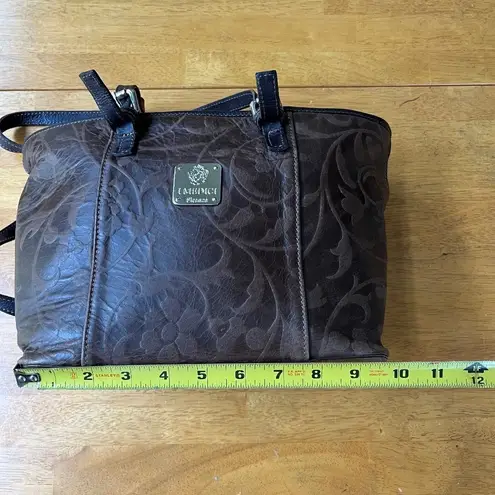 IMEDICI Firenze Leather Tote Purse Shoulder Bag Zip Around Italian Medium Size Brown