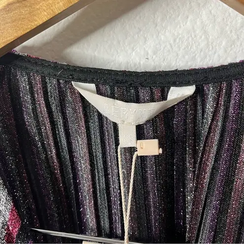 NWT Ayerne Lauryn Metallic Stripe Wrap Dress Long Sleeve Midi Women’s Size XS