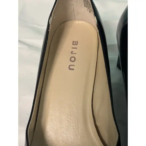 Bijou Shoes Leather Heel Black Shoes Slip