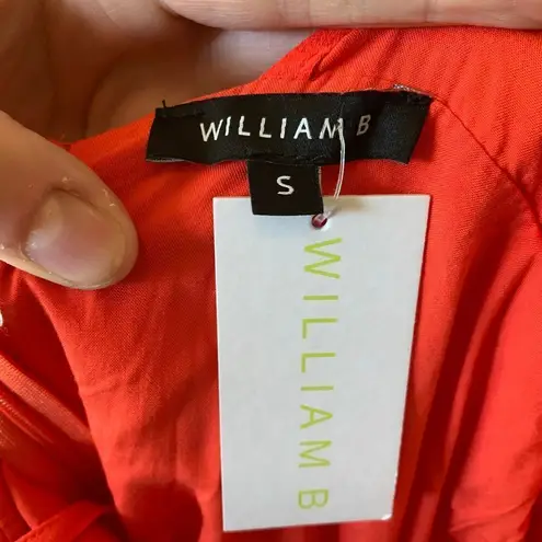 William B cherry red ruffle front sleeveless S mini dress