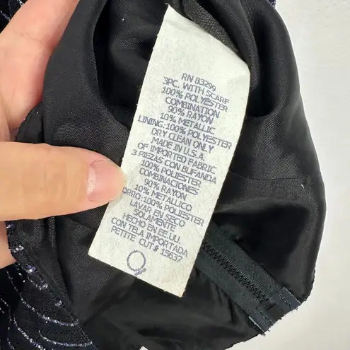 Onyx Nite 12P Black Metallic Stripe Cami Top Y2K Vintage Evening Party Glam USA