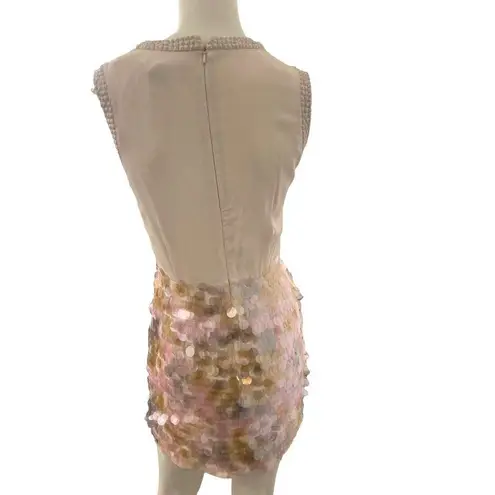 French Connection New with tags  womens shimmery beaded sequin cream mini dress S
