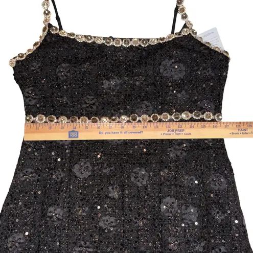 Elliatt Adeline Mini Dress Black Embellished Rhinestone Cocktail Party XL FLAWED